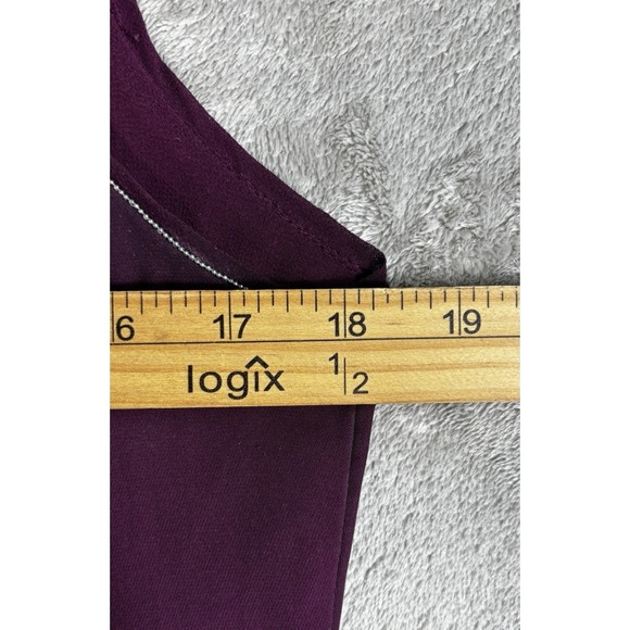 White House Black Market Top Women SZ 10 Purple round Neck Plum WHBM blouse - Picture 4 of 5